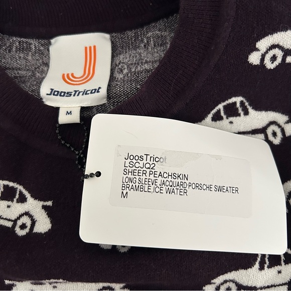 JoosTricot White Porsche Sweater Sz M NEW - Picture 2 of 2